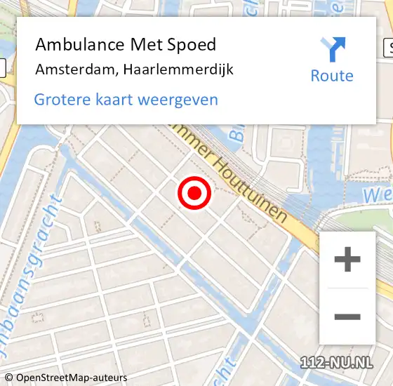 Locatie op kaart van de 112 melding: Ambulance Met Spoed Naar Amsterdam, Haarlemmerdijk op 21 oktober 2024 03:19