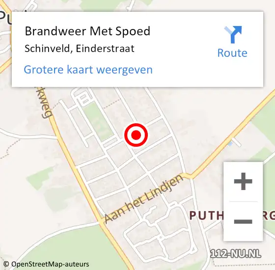 Locatie op kaart van de 112 melding: Brandweer Met Spoed Naar Schinveld, Einderstraat op 21 oktober 2024 03:39