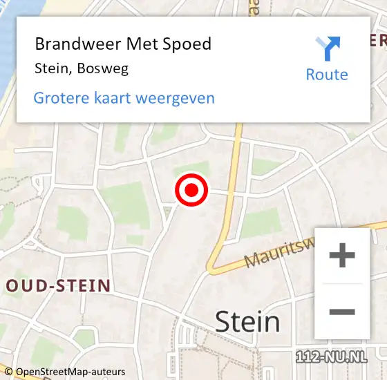 Locatie op kaart van de 112 melding: Brandweer Met Spoed Naar Stein, Bosweg op 21 oktober 2024 03:45