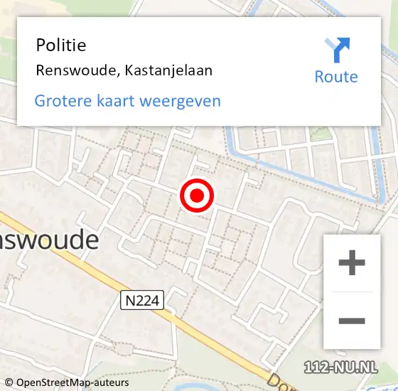 Locatie op kaart van de 112 melding: Politie Renswoude, Kastanjelaan op 21 oktober 2024 06:54