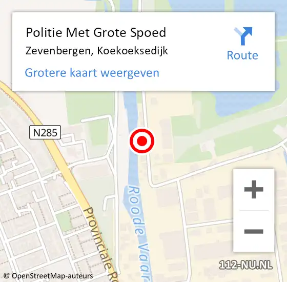 Locatie op kaart van de 112 melding: Politie Met Grote Spoed Naar Zevenbergen, Koekoeksedijk op 21 oktober 2024 07:15