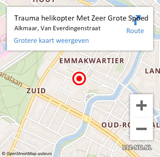 Locatie op kaart van de 112 melding: Trauma helikopter Met Zeer Grote Spoed Naar Alkmaar, Van Everdingenstraat op 21 oktober 2024 07:39