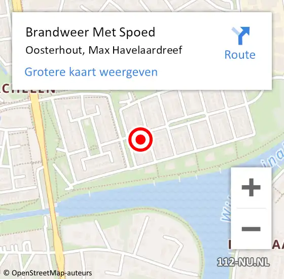 Locatie op kaart van de 112 melding: Brandweer Met Spoed Naar Oosterhout, Max Havelaardreef op 21 oktober 2024 07:45