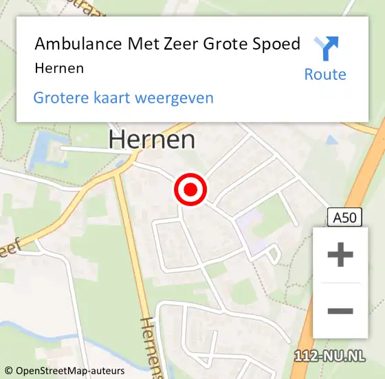 Locatie op kaart van de 112 melding: Ambulance Met Zeer Grote Spoed Naar Hernen op 21 oktober 2024 07:49