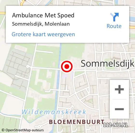 Locatie op kaart van de 112 melding: Ambulance Met Spoed Naar Sommelsdijk, Molenlaan op 21 oktober 2024 07:59