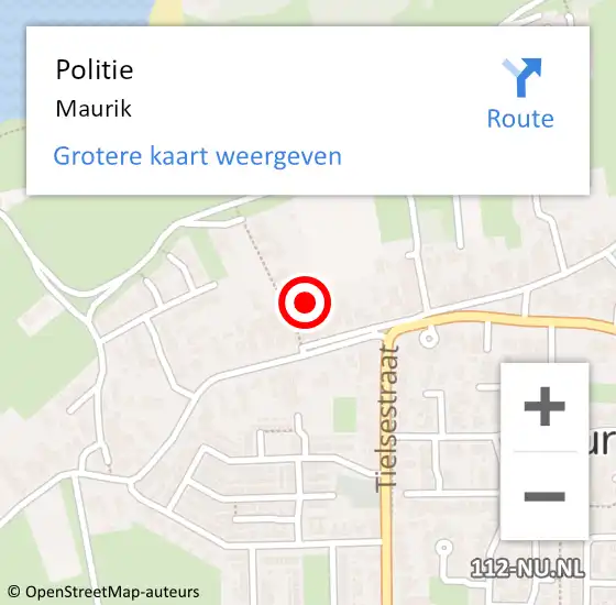 Locatie op kaart van de 112 melding: Politie Maurik op 21 oktober 2024 08:07