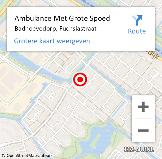 Locatie op kaart van de 112 melding: Ambulance Met Grote Spoed Naar Badhoevedorp, Fuchsiastraat op 21 oktober 2024 08:11