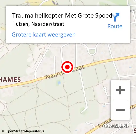 Locatie op kaart van de 112 melding: Trauma helikopter Met Grote Spoed Naar Huizen, Naarderstraat op 21 oktober 2024 08:19