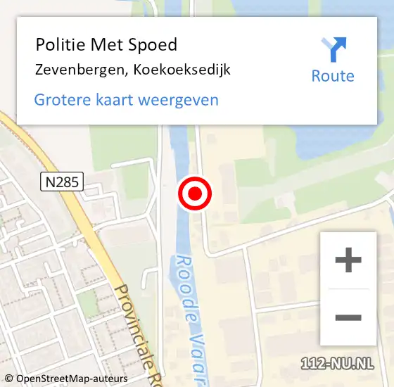 Locatie op kaart van de 112 melding: Politie Met Spoed Naar Zevenbergen, Koekoeksedijk op 21 oktober 2024 08:24