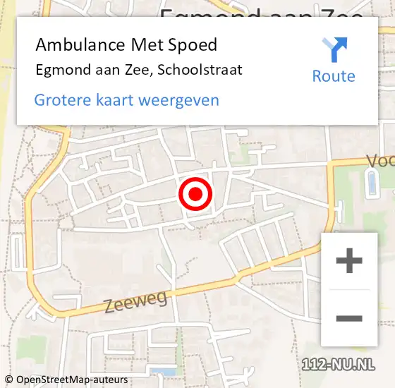 Locatie op kaart van de 112 melding: Ambulance Met Spoed Naar Egmond aan Zee, Schoolstraat op 21 oktober 2024 08:33