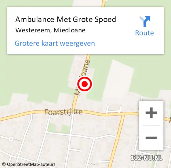 Locatie op kaart van de 112 melding: Ambulance Met Grote Spoed Naar Westereem, Miedloane op 21 oktober 2024 08:40