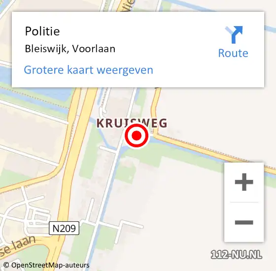 Locatie op kaart van de 112 melding: Politie Bleiswijk, Voorlaan op 21 oktober 2024 08:42