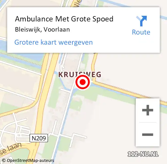 Locatie op kaart van de 112 melding: Ambulance Met Grote Spoed Naar Bleiswijk, Voorlaan op 21 oktober 2024 08:43