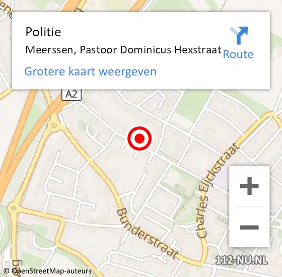 Locatie op kaart van de 112 melding: Politie Meerssen, Pastoor Dominicus Hexstraat op 21 oktober 2024 08:48