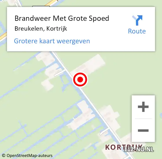 Locatie op kaart van de 112 melding: Brandweer Met Grote Spoed Naar Breukelen, Kortrijk op 21 oktober 2024 08:58