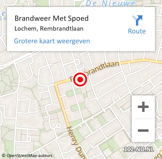 Locatie op kaart van de 112 melding: Brandweer Met Spoed Naar Lochem, Rembrandtlaan op 21 oktober 2024 09:13