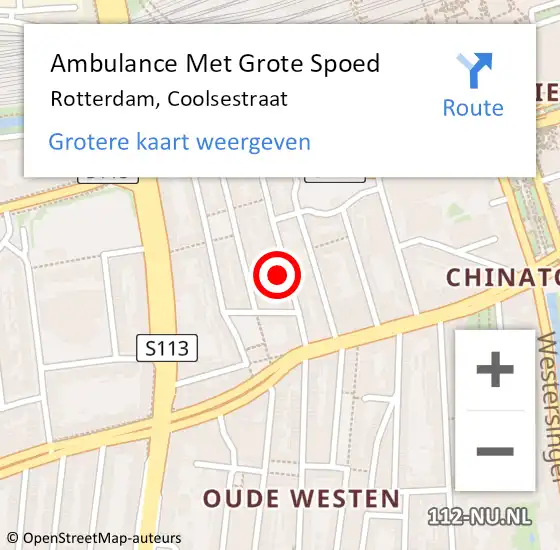 Locatie op kaart van de 112 melding: Ambulance Met Grote Spoed Naar Rotterdam, Coolsestraat op 21 oktober 2024 09:41