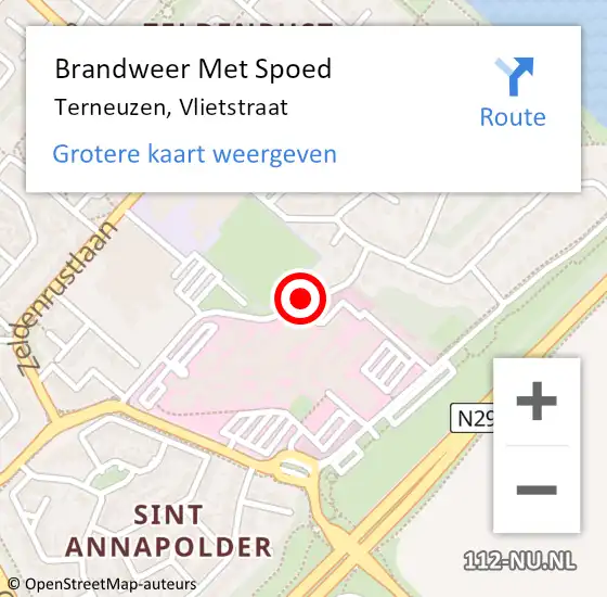 Locatie op kaart van de 112 melding: Brandweer Met Spoed Naar Terneuzen, Vlietstraat op 21 oktober 2024 09:57