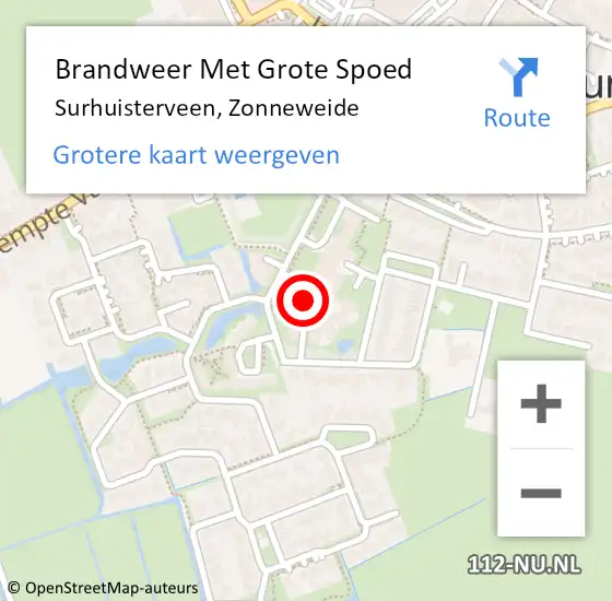 Locatie op kaart van de 112 melding: Brandweer Met Grote Spoed Naar Surhuisterveen, Zonneweide op 21 oktober 2024 10:13