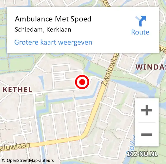 Locatie op kaart van de 112 melding: Ambulance Met Spoed Naar Schiedam, Kerklaan op 21 oktober 2024 10:34