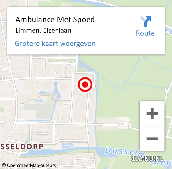 Locatie op kaart van de 112 melding: Ambulance Met Spoed Naar Limmen, Elzenlaan op 21 oktober 2024 10:39