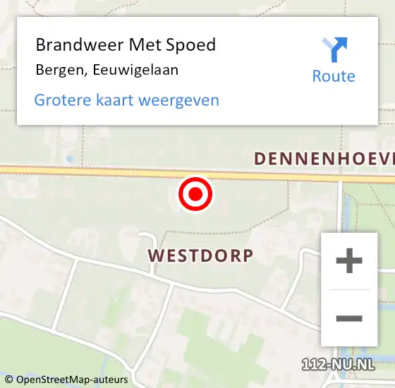 Locatie op kaart van de 112 melding: Brandweer Met Spoed Naar Bergen, Eeuwigelaan op 21 oktober 2024 10:44