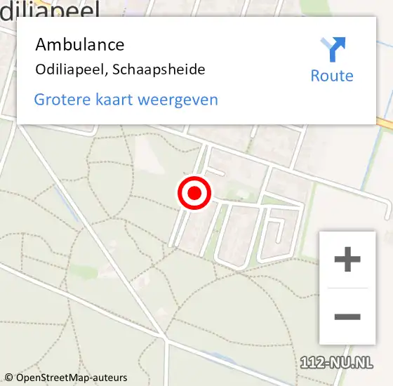Locatie op kaart van de 112 melding: Ambulance Odiliapeel, Schaapsheide op 24 oktober 2014 09:15