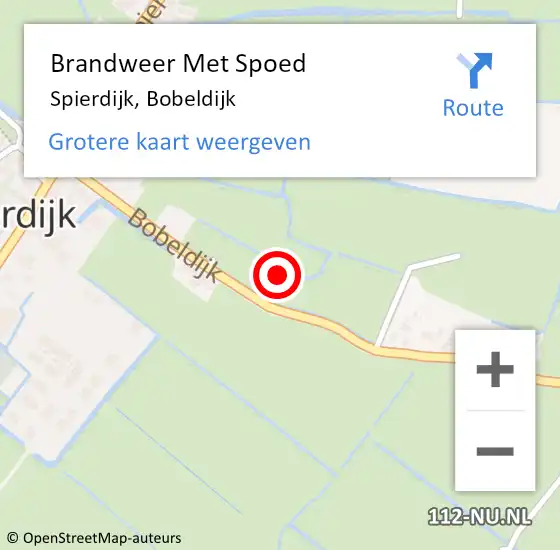 Locatie op kaart van de 112 melding: Brandweer Met Spoed Naar Spierdijk, Bobeldijk op 21 oktober 2024 11:02