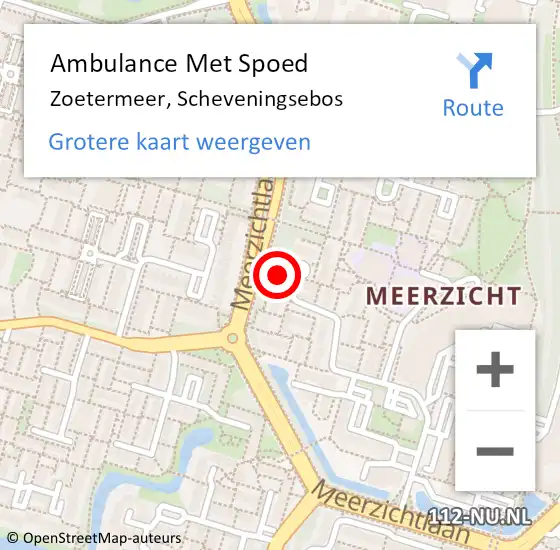 Locatie op kaart van de 112 melding: Ambulance Met Spoed Naar Zoetermeer, Scheveningsebos op 21 oktober 2024 11:04