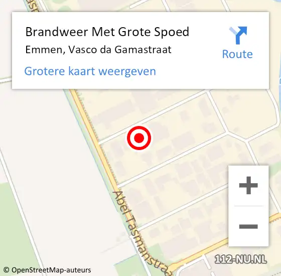 Locatie op kaart van de 112 melding: Brandweer Met Grote Spoed Naar Emmen, Vasco da Gamastraat op 21 oktober 2024 11:19