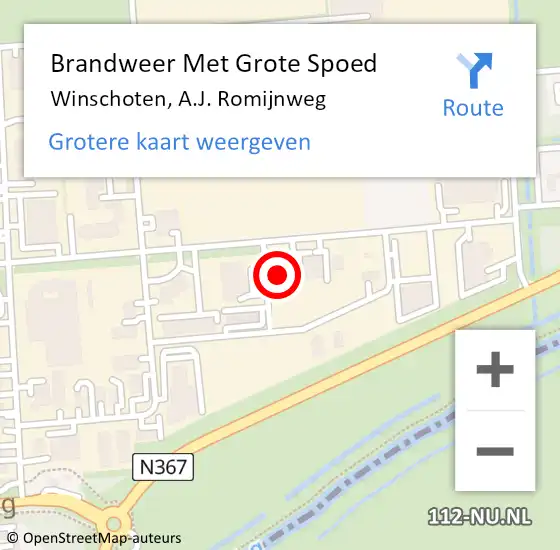 Locatie op kaart van de 112 melding: Brandweer Met Grote Spoed Naar Winschoten, A.J. Romijnweg op 21 oktober 2024 11:30