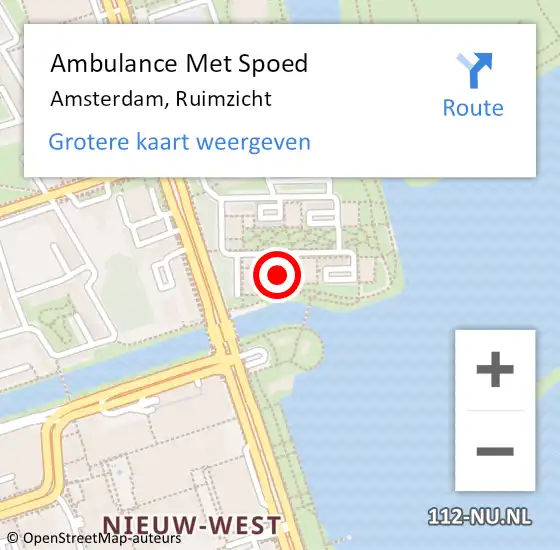 Locatie op kaart van de 112 melding: Ambulance Met Spoed Naar Amsterdam, Ruimzicht op 21 oktober 2024 11:32