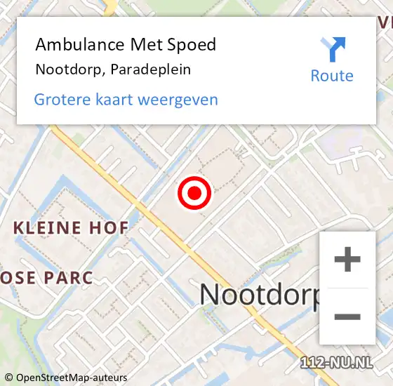 Locatie op kaart van de 112 melding: Ambulance Met Spoed Naar Nootdorp, Paradeplein op 21 oktober 2024 11:50