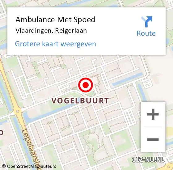 Locatie op kaart van de 112 melding: Ambulance Met Spoed Naar Vlaardingen, Reigerlaan op 21 oktober 2024 11:56