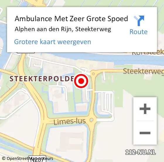 Locatie op kaart van de 112 melding: Ambulance Met Zeer Grote Spoed Naar Alphen aan den Rijn, Steekterweg op 21 oktober 2024 12:19