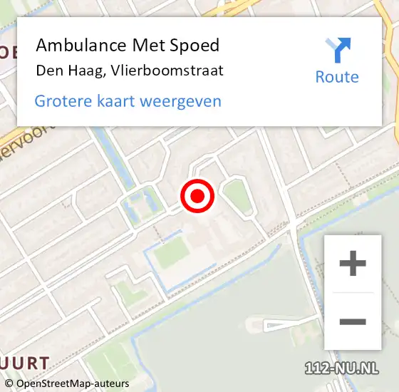 Locatie op kaart van de 112 melding: Ambulance Met Spoed Naar Den Haag, Vlierboomstraat op 21 oktober 2024 12:28