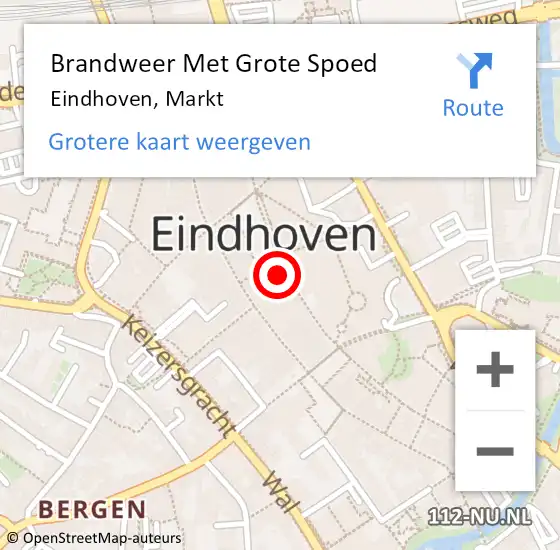 Locatie op kaart van de 112 melding: Brandweer Met Grote Spoed Naar Eindhoven, Markt op 21 oktober 2024 12:40