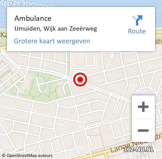 Locatie op kaart van de 112 melding: Ambulance IJmuiden, Wijk aan Zeeërweg op 21 oktober 2024 12:41