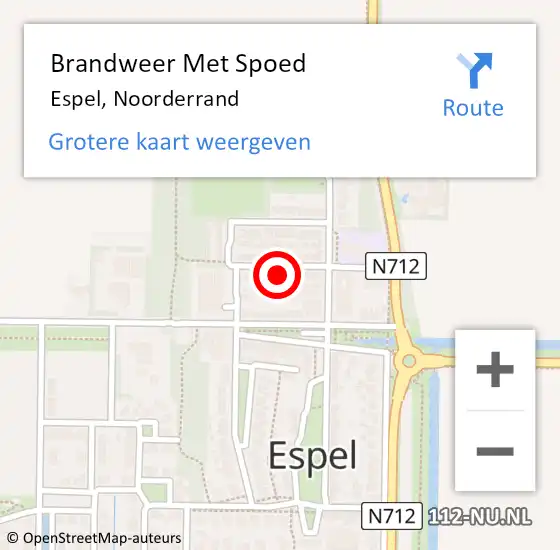 Locatie op kaart van de 112 melding: Brandweer Met Spoed Naar Espel, Noorderrand op 21 oktober 2024 13:04