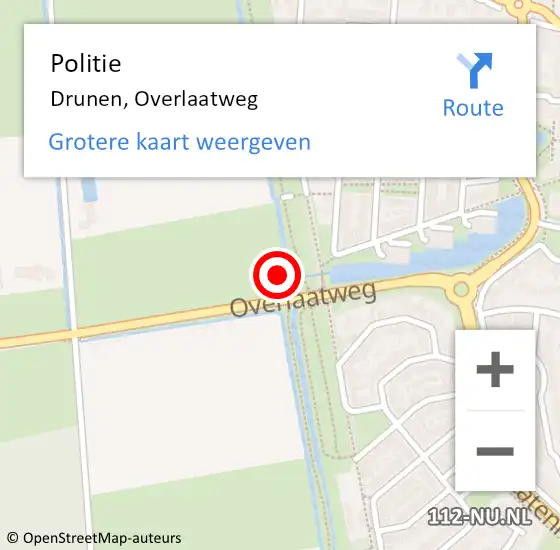 Locatie op kaart van de 112 melding: Politie Drunen, Overlaatweg op 21 oktober 2024 13:07