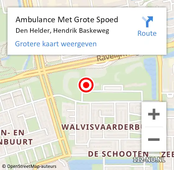 Locatie op kaart van de 112 melding: Ambulance Met Grote Spoed Naar Den Helder, Hendrik Baskeweg op 21 oktober 2024 13:16