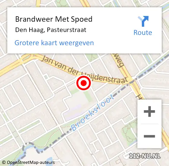 Locatie op kaart van de 112 melding: Brandweer Met Spoed Naar Den Haag, Pasteurstraat op 21 oktober 2024 13:34