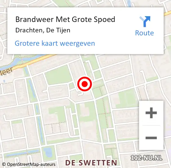 Locatie op kaart van de 112 melding: Brandweer Met Grote Spoed Naar Drachten, De Tijen op 21 oktober 2024 13:35