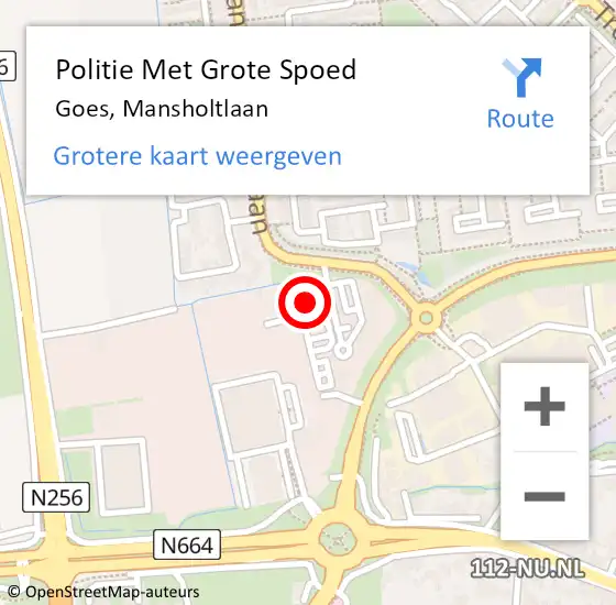 Locatie op kaart van de 112 melding: Politie Met Grote Spoed Naar Goes, Mansholtlaan op 21 oktober 2024 13:45