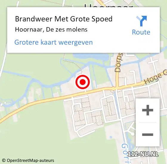 Locatie op kaart van de 112 melding: Brandweer Met Grote Spoed Naar Hoornaar, De zes molens op 21 oktober 2024 13:47