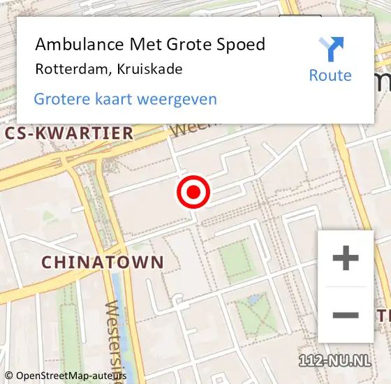 Locatie op kaart van de 112 melding: Ambulance Met Grote Spoed Naar Rotterdam, Kruiskade op 21 oktober 2024 13:54