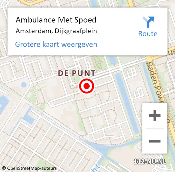 Locatie op kaart van de 112 melding: Ambulance Met Spoed Naar Amsterdam, Dijkgraafplein op 21 oktober 2024 14:07