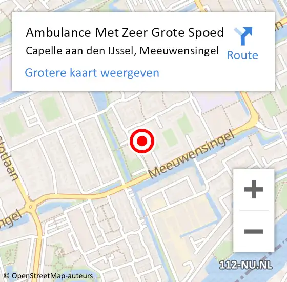 Locatie op kaart van de 112 melding: Ambulance Met Zeer Grote Spoed Naar Capelle aan den IJssel, Meeuwensingel op 21 oktober 2024 14:12