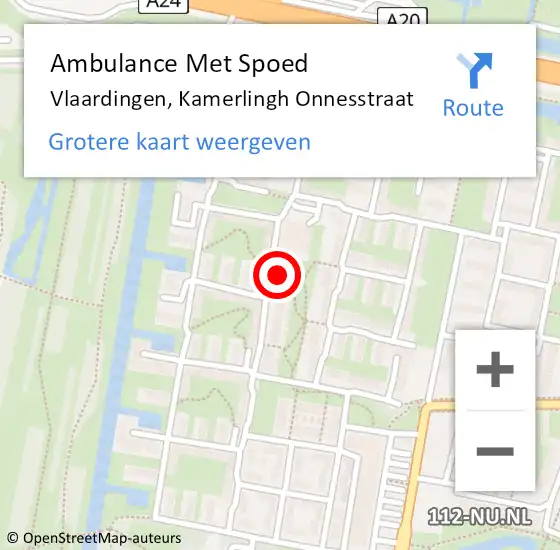 Locatie op kaart van de 112 melding: Ambulance Met Spoed Naar Vlaardingen, Kamerlingh Onnesstraat op 21 oktober 2024 14:14