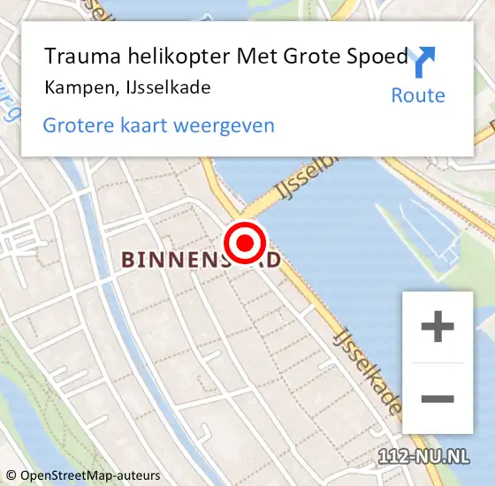 Locatie op kaart van de 112 melding: Trauma helikopter Met Grote Spoed Naar Kampen, IJsselkade op 21 oktober 2024 14:17